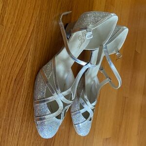 Silver ladies ballroom dance shoes